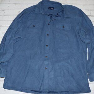 Men's Blue Microsuede long sleeve button-down shirt by Basic Edition Size XL